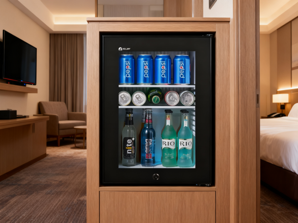Glass Door Mini-Bar Refrigerator in Cabinetry