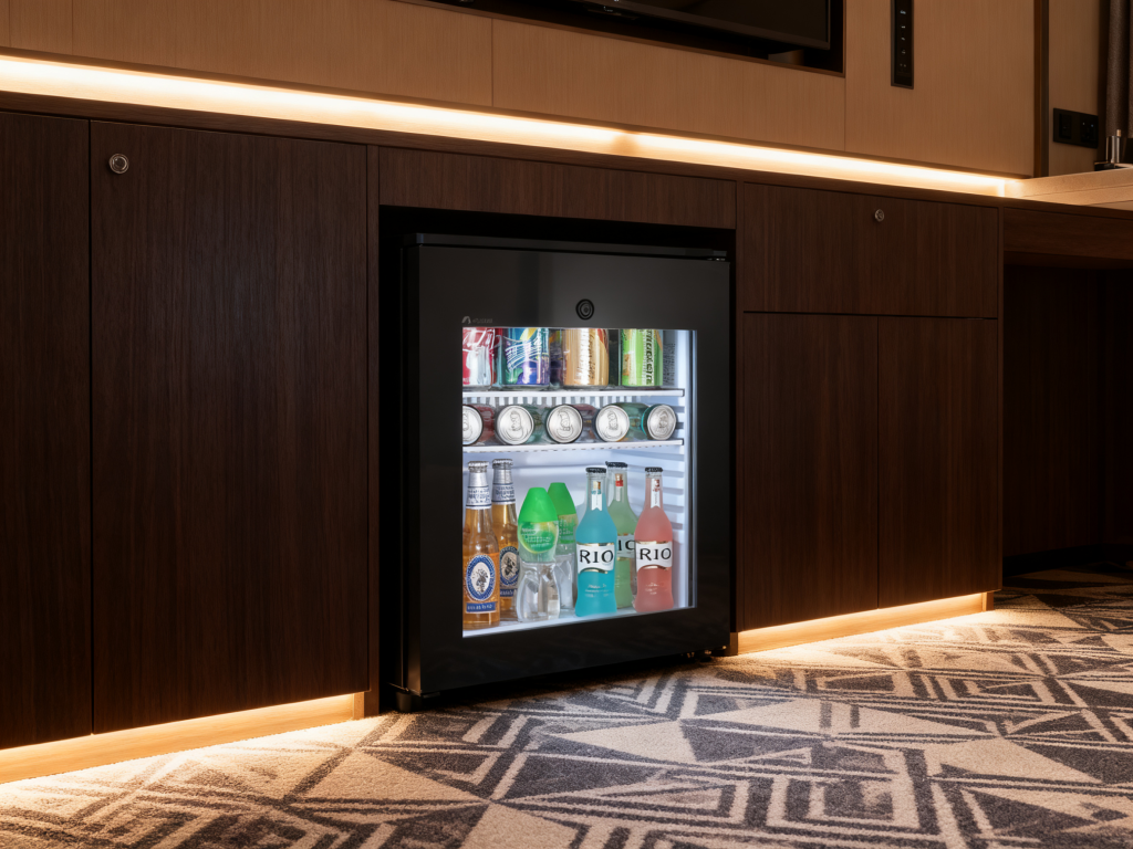 Quiet energy-saving hotel refrigerator for guest comfort