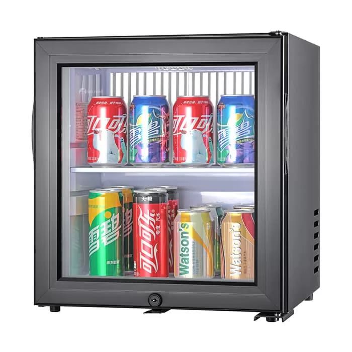a glass door refrigerator