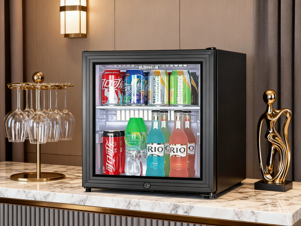 mini bar refrigerator in boutique hotel