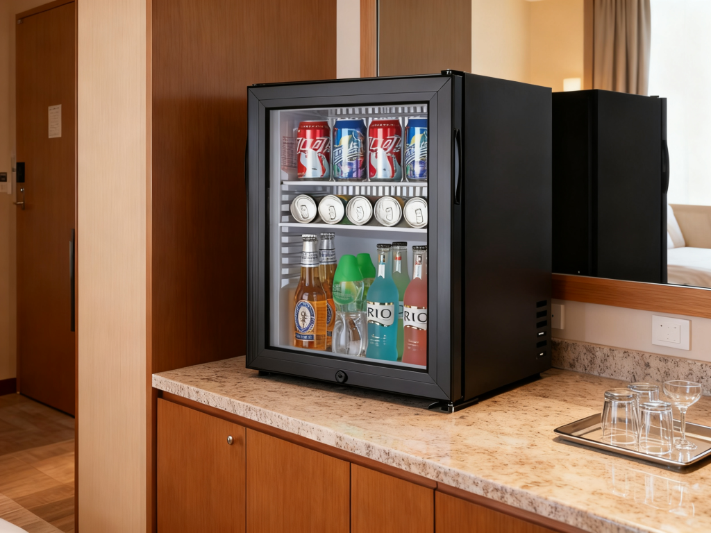 Glass Door Mini Bar Fridge-Hotel Room