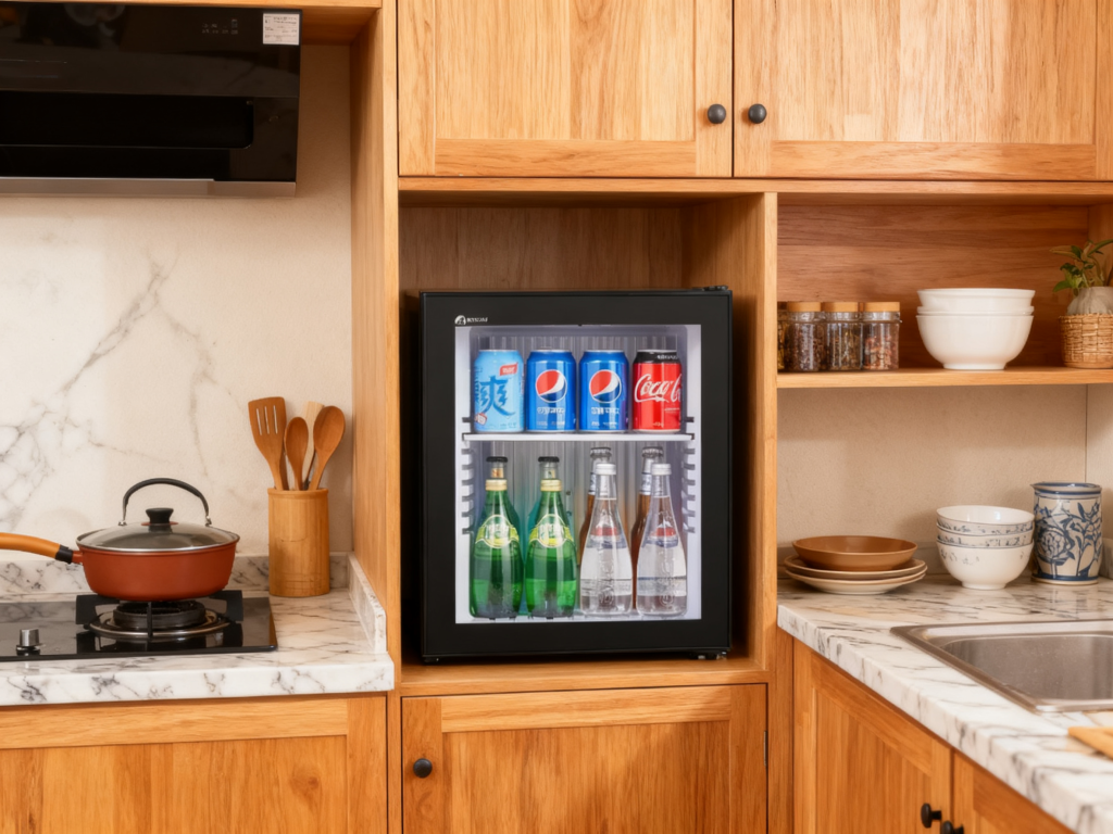glass door refrigerator for the modern kitchen