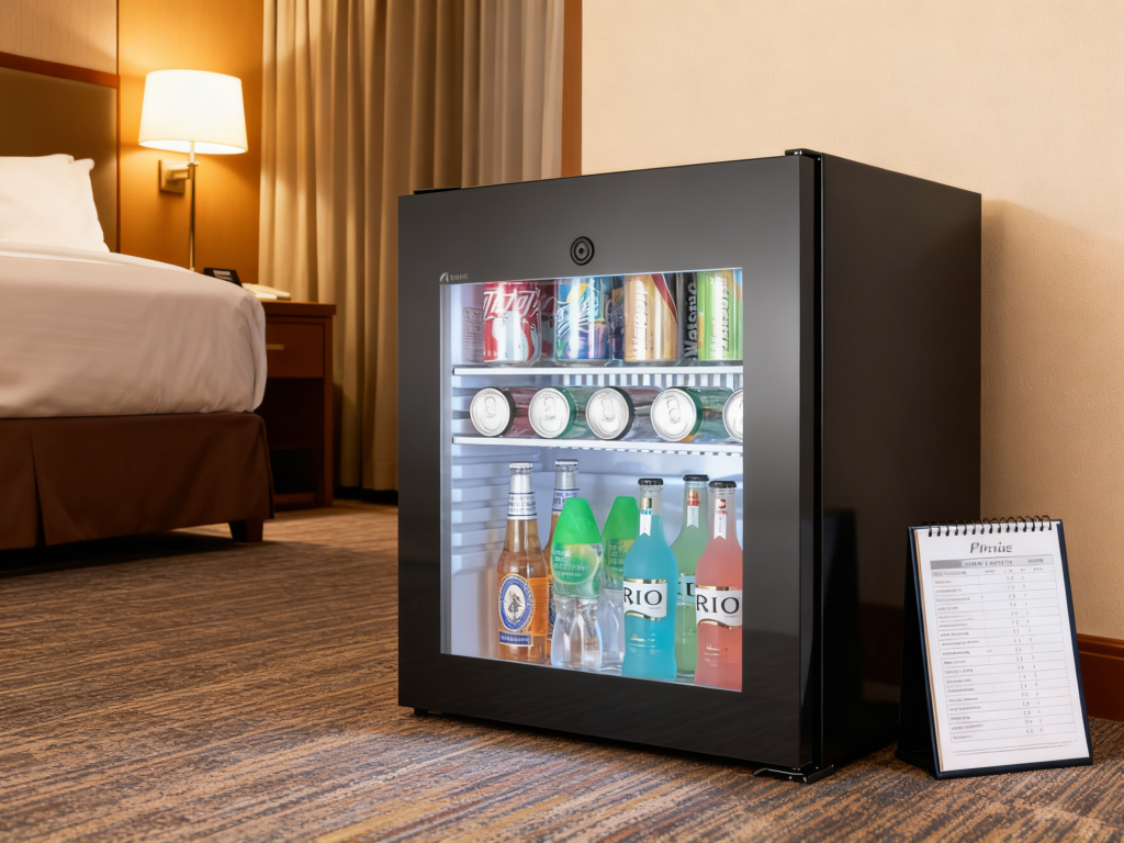 glass door refrigerator-guest room