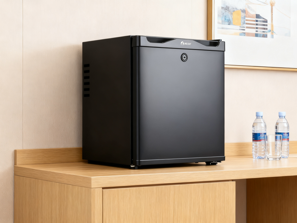 iron door fridge-hotel room