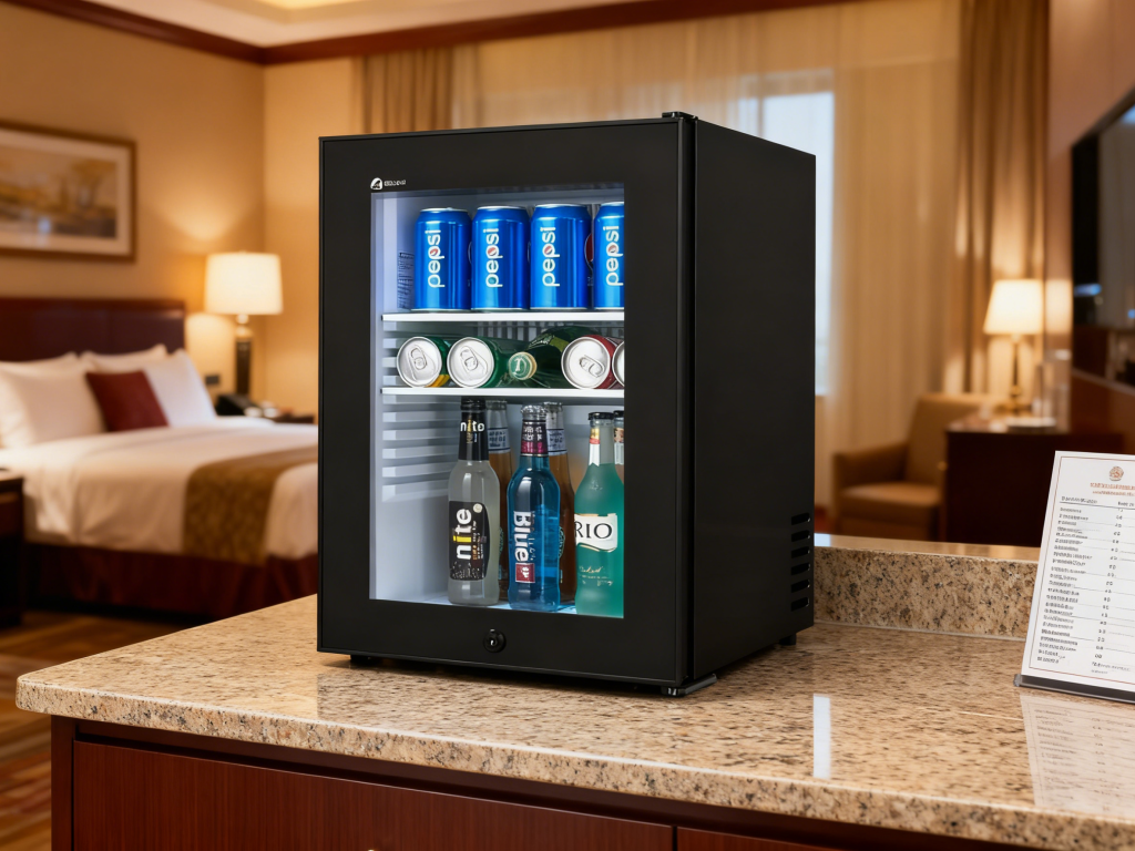 refrigerator with glass door-hotel minibar