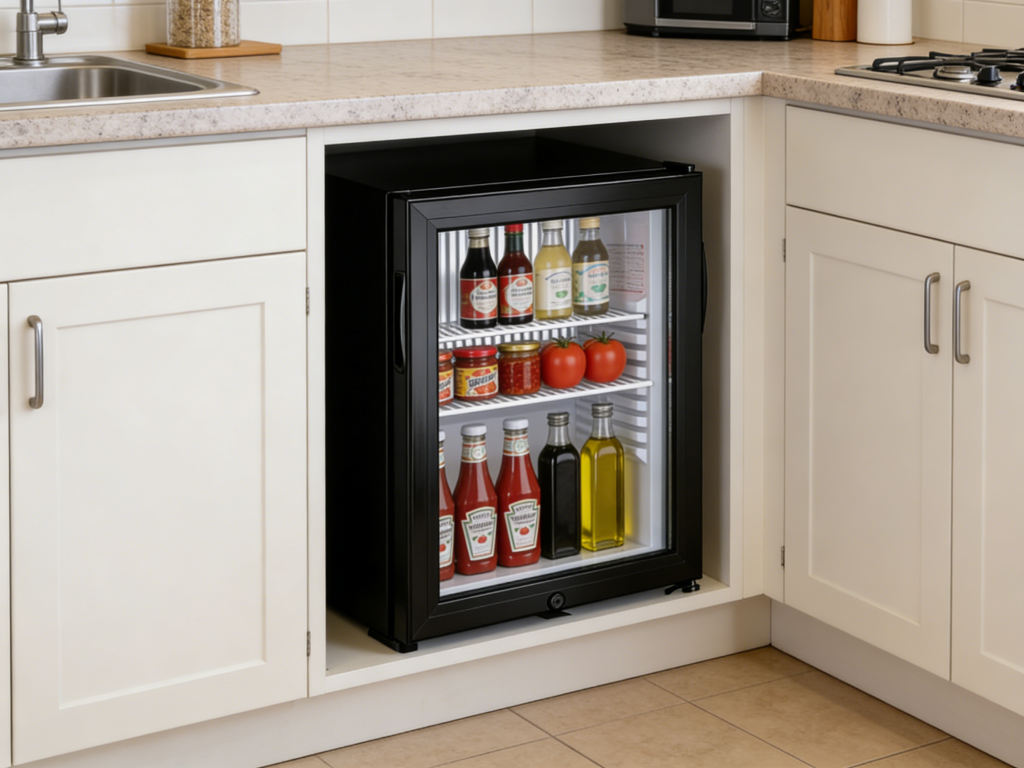 mini bar fridge-apartment hotel kitchen cabinets